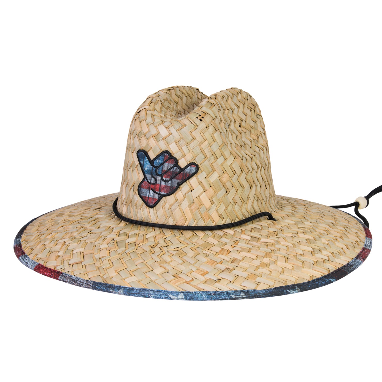 Shaka Kai, Mens Straw Lifeguard Hat With Adjustable Drawstrings